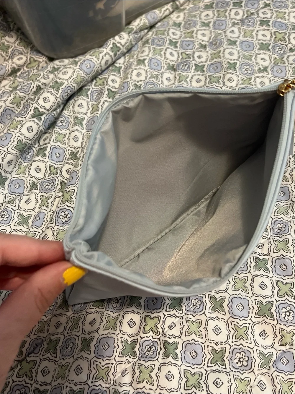 Teacher Necessities Pouch - Light Blue with Gold Script